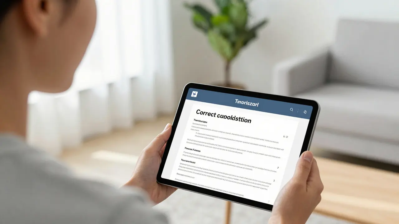 Klidná osoba vybírající si profesionálního terapeuta pomocí recenzí v jasně osvětleném interiéru.